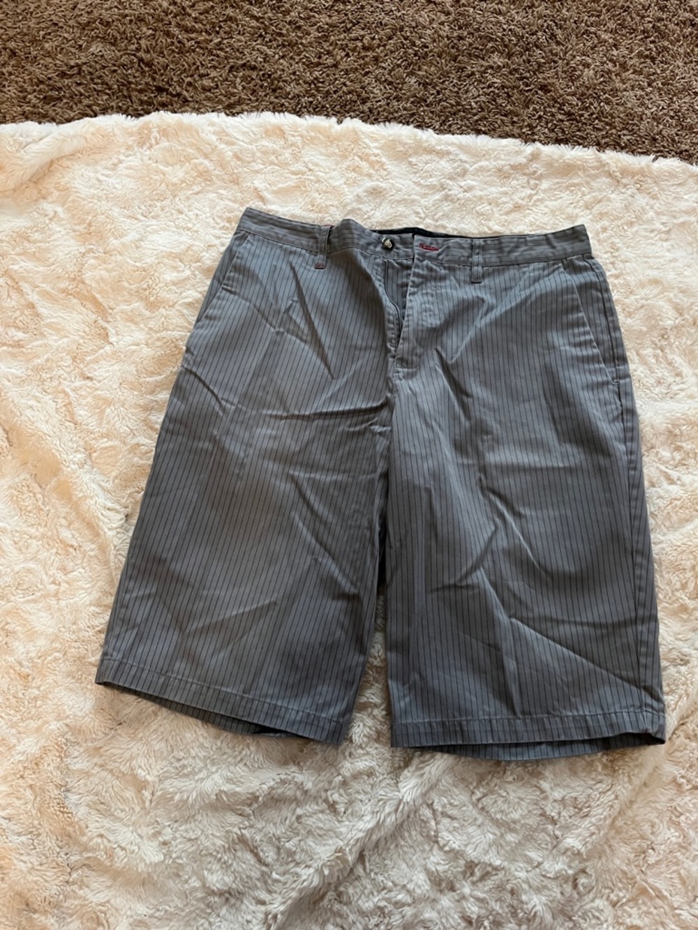 Volcom Men's Dark Gray Pinstripe Flat-Front Shorts